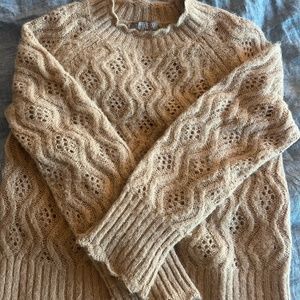 Crochet Knit Beige Sweater